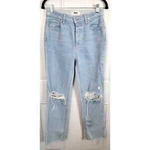 Paige Sarah Straight Ankle Jeans Size 27 Light Wash Distressed